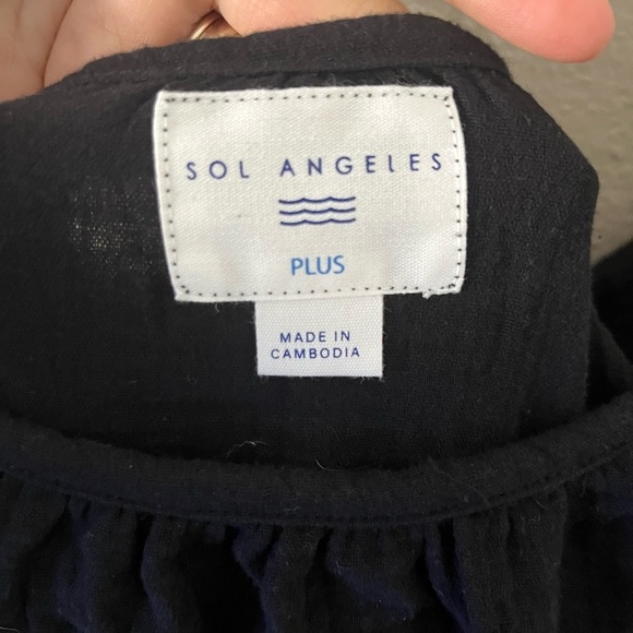 Sol Angeles Plus Size Black Gauze Maxi Dress 18-22 Flowy Summer Resort - Picture 9 of 14